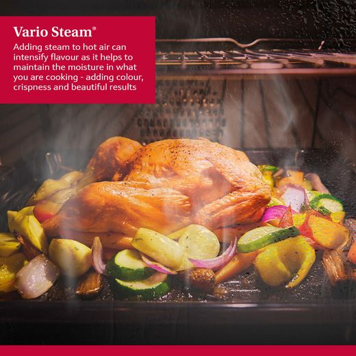 NEFF N90 Slide & Hide® Built In Electric Single Oven - Graphite - Annotation - Vario steam shot