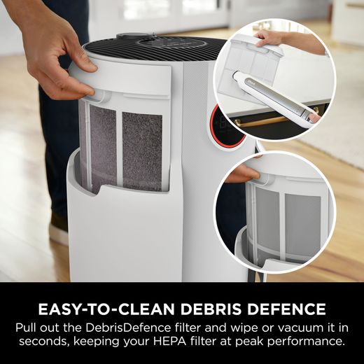 Shark NeverChange5 HP150UK Air Purifier - White - Annotation - Easy-to-clean debris defence