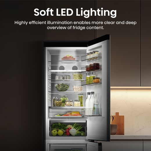 Hisense RB5P410SACCUK 203cm High No Frost Fridge Freezer - Stainless Steel - Annotation - LED lighting shot