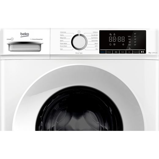 Beko BW1O3821W 8kg Washing Machine with 1200 rpm - White - Close up control panel shot 