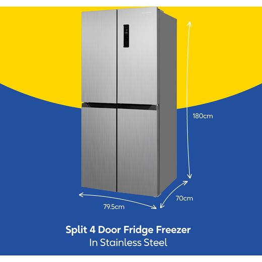 Russell Hobbs American Fridge Freezer - Stainless Steel  - Annotation - Dimensions shot