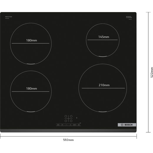 Bosch Series 4 PIE631BB5E 59cm Induction Hob - Black - annotation - dimension shot