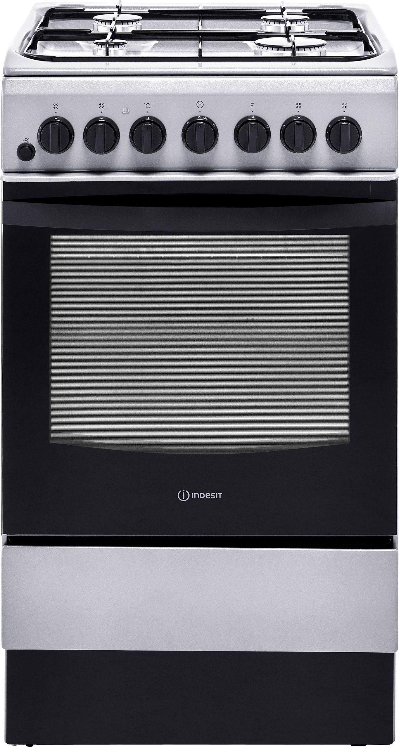 Indesit Cloe IS5G4PHX 50cm Freestanding Dual Fuel Cooker - Silver - A Rated, Silver
