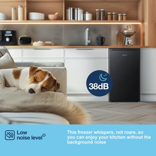 Fridgemaster Under Counter Freezer - Black - Annotation - Low noise level