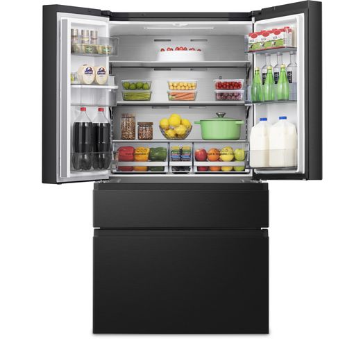 Hisense American Fridge Freezer - Black - Fridge doors open