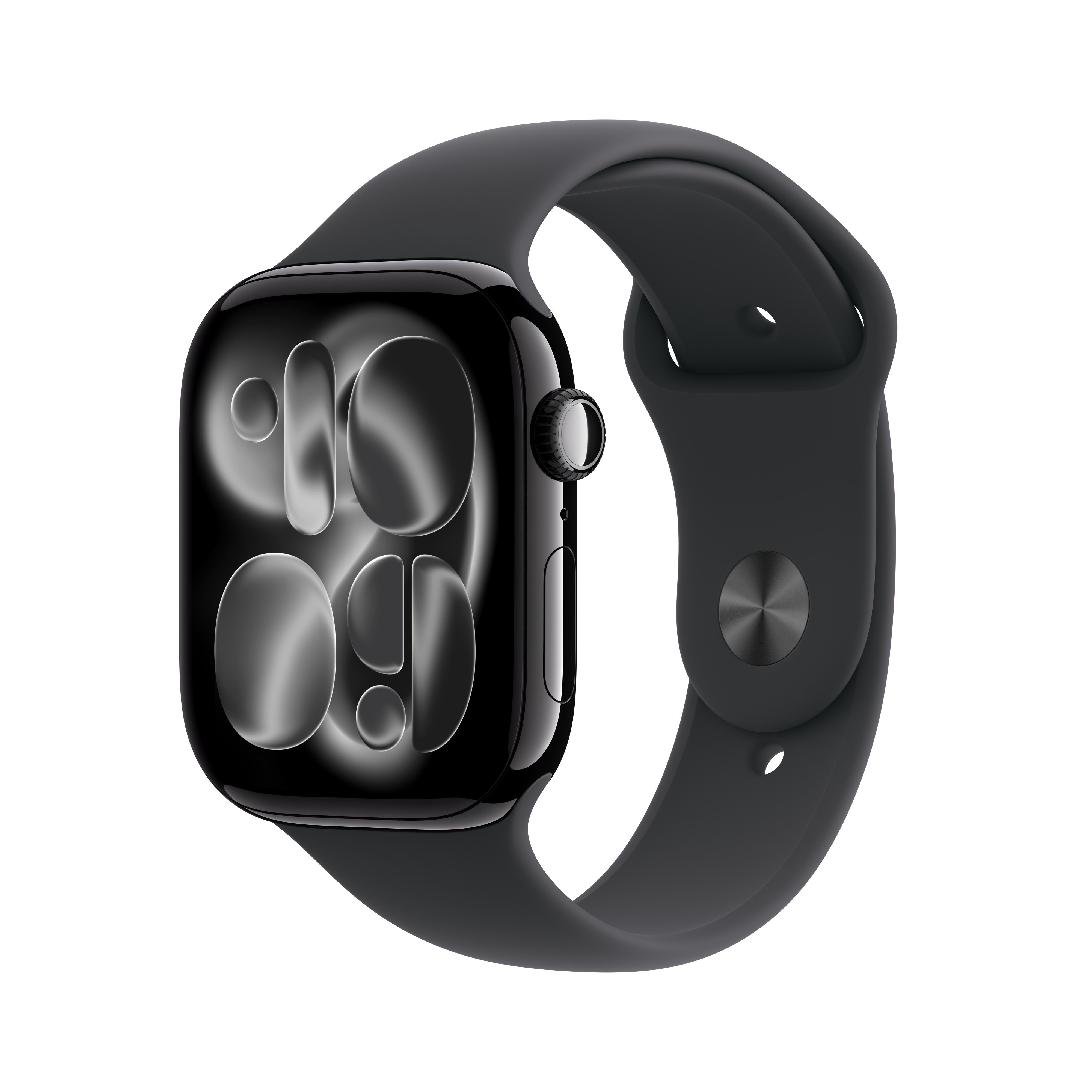 Apple Watch Series 11, 46mm, Jet Black Aluminium Case, GPS + Cellular [2025] - Black Sport Band - M/L, Black