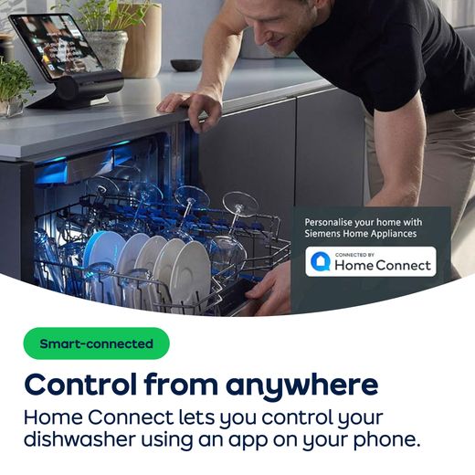 Siemens IQ-500 Fully Integrated Standard Dishwasher - Black  - AO Annotation - Home-Connect