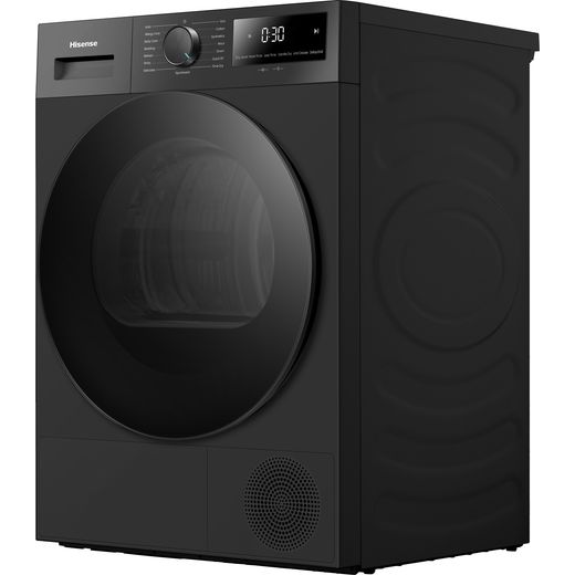 Hisense 1i KitchenFit Series DH1I800UBEEA 8Kg Heat Pump Tumble Dryer - Black - left perpsective shot
