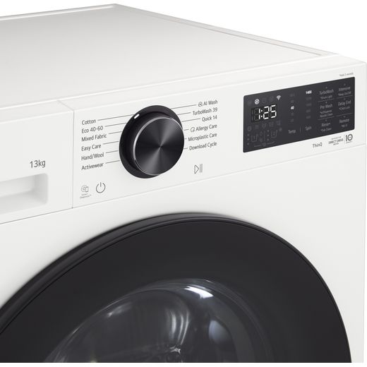 LG Series 5 AI Direct Drive F4X5013TWB 13kg Washing Machine with 1400 rpm - White - Control panel