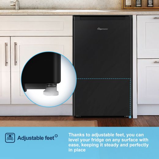 Fridgemaster MUL4892EB Compact 84cm Fridge - Black - AO Annotation - Adjustable feet