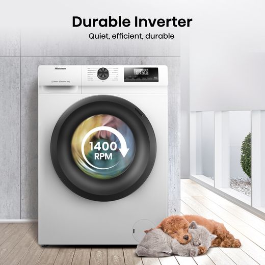 Hisense 1Q Series WF1Q8041BW 8kg Washing Machine with 1400 rpm - White - Annotation - Durable inverter shot