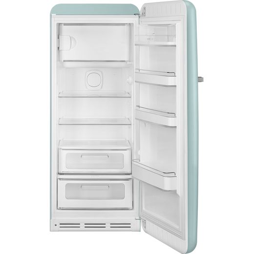 Smeg Right Hand Hinge FAB28RDSA6 153cm High Small Fridge with Ice Box - Sea Salt Green - Door open