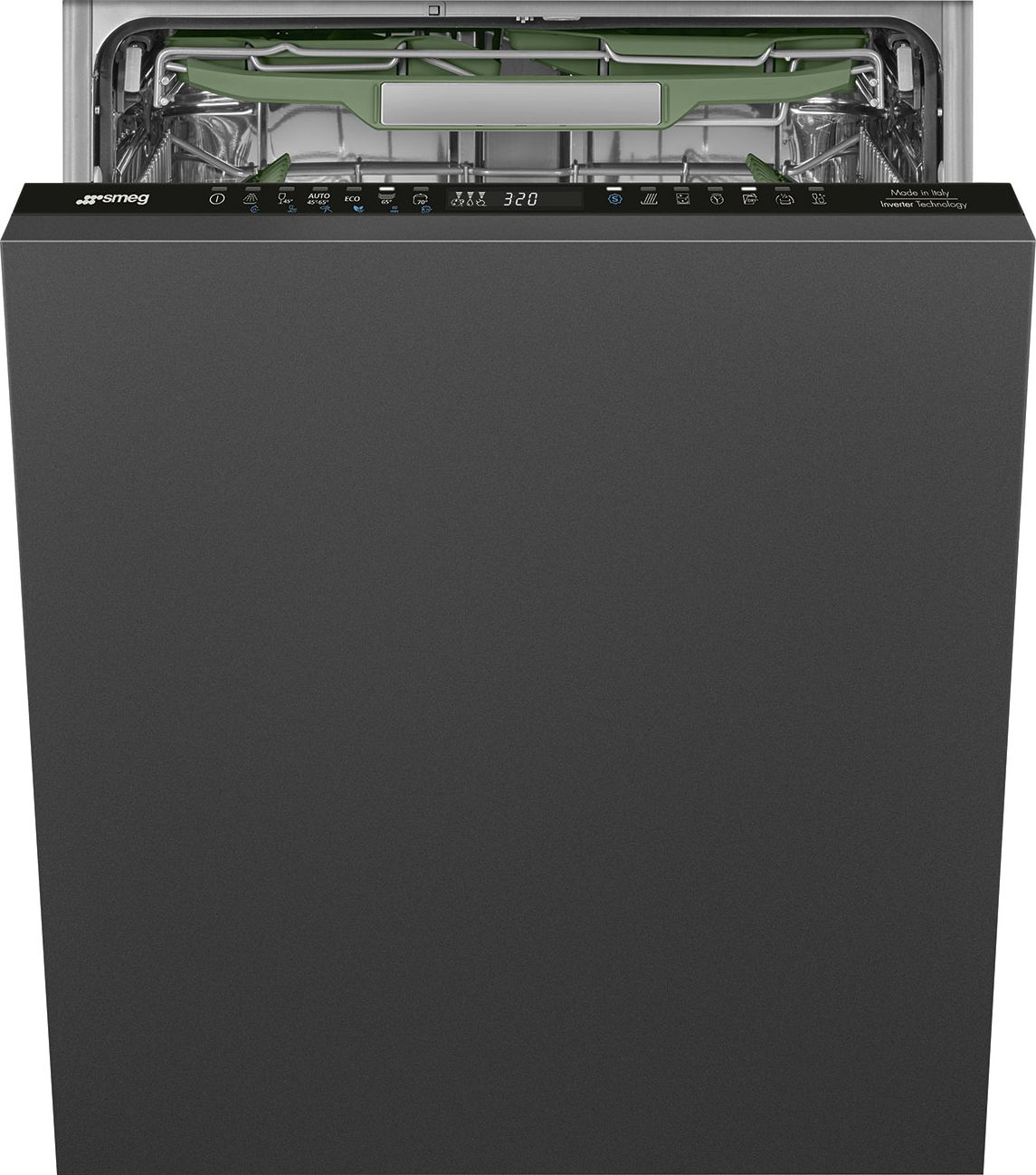 Image of Smeg Universal DIL324AQL Fully Integrated Full Size Dishwasher - Black Control Panel - A Rated, Black
