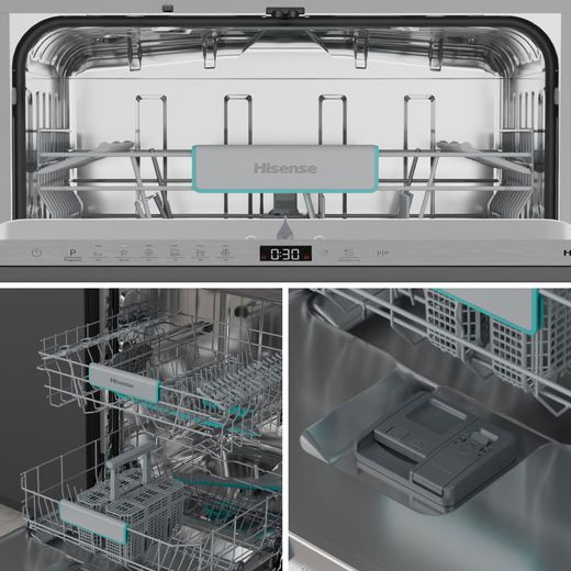 Hisense Fully Integrated Standard Dishwasher - Silver - Close up detail shot