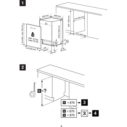 Beko HygieneShield™ Integrated Slimline Dishwasher - White - Annotation - Dimension  shot