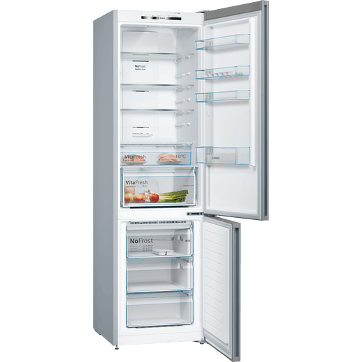 Bosch Series 4 70/30 Frost Free Fridge Freezer - Stainless Steel Effect - Doors open