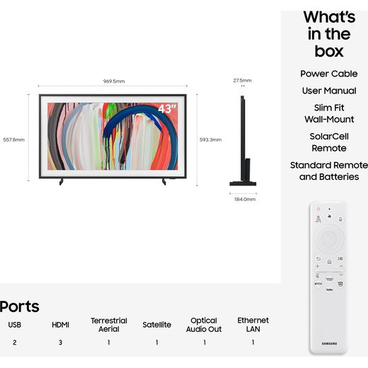 Samsung 43" 4K Ultra HD Smart TV - annotation - dimension shot 