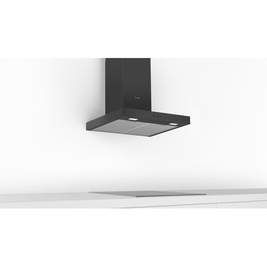 Bosch Series 2 DWB66BC60B Chimney Cooker Hood - Black - Cooker hood on wall in kitchen shot