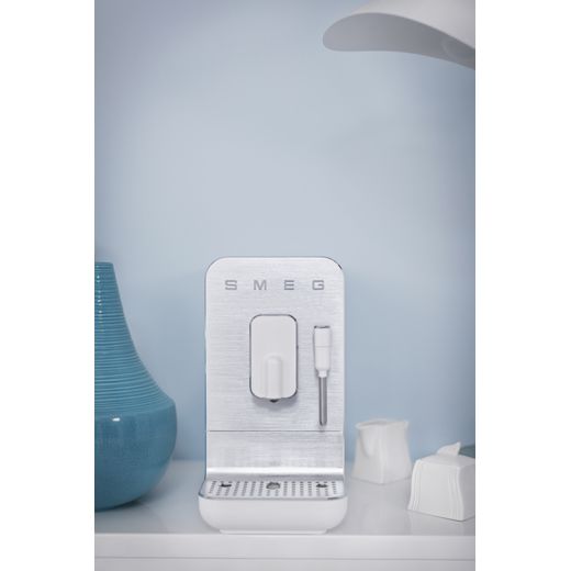 Smeg BCC12WHMUK Coffee Machines Matte White - Coffee machine on table shot
