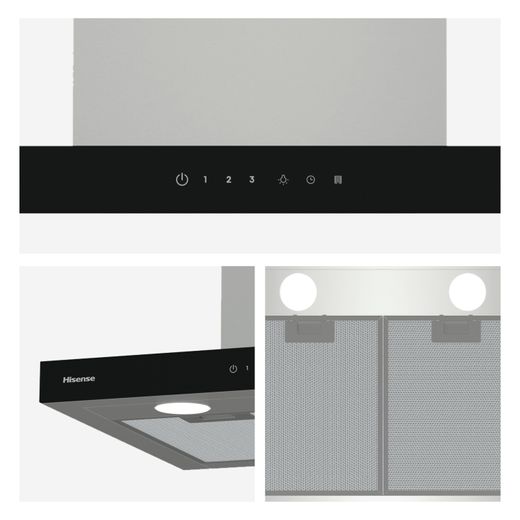 Hisense CH6T14BXBUK 60cm Chimney Cooker Hood - Stainless Steel / Black - Closeups