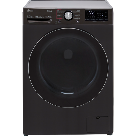 LG V9 FWV917BTSE 10.5kg / 7kg Washer Dryer 1400rpm, with TurboWash™, aiDD™, WiFi Enabled - Black / Stainless Steel - E Rated
