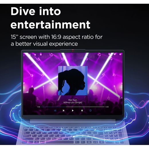Lenovo IdeaPad Slim 3 15.6" Laptop - Intel® Core™ i3 N-series, 128GB eUFS, 8 GB RAM - Grey - Annotation - Dive into entertainment