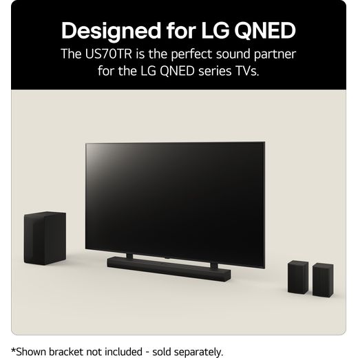LG US70TR.AGBRLLK Bluetooth 5.1.1 Soundbar - Black - Annotation - Designed for LG QNED