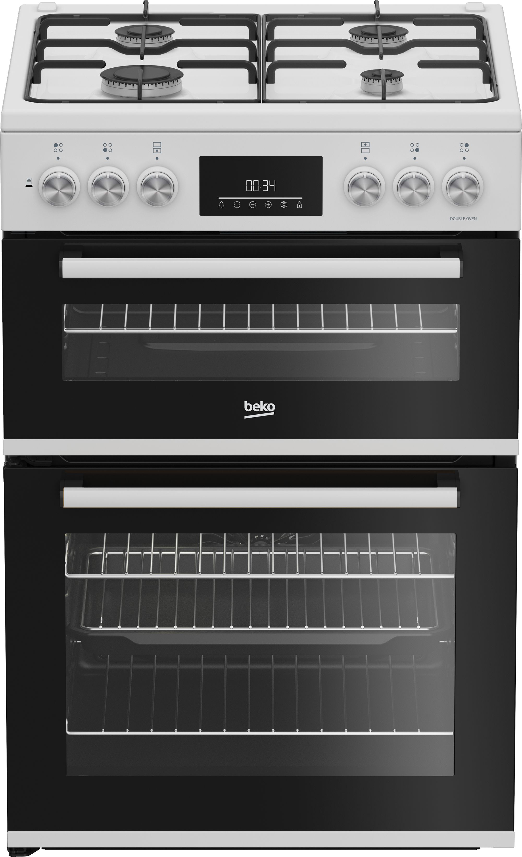 Image of Beko FDD6231W 60cm Wide Double Oven Dual Fuel Cooker - White - A Rated, White