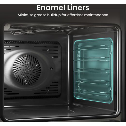 Hisense Hi6 Built In Electric Double Oven - Black - Annotation - Enamel liners shot 