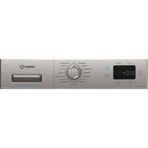 Indesit IP 846S PUSH&GO UK 8kg Washing Machine with 1400 rpm - Silver - Control panel shot 