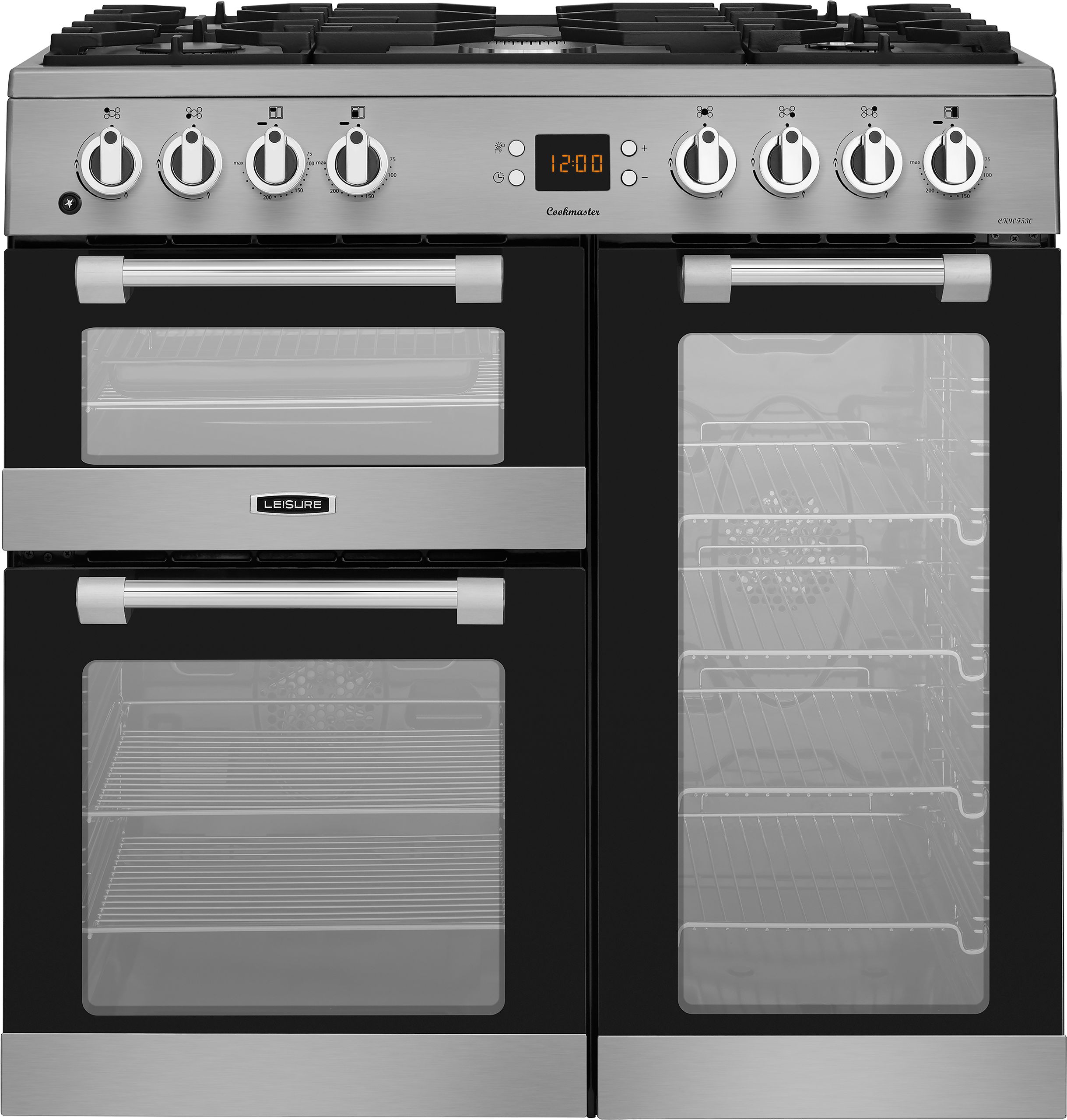 Image of Leisure Cookmaster CK90F530X 90cm wide Dual Fuel Range Cooker with Gas Hob - Stainless Steel - A/A/A Rated, Stainless Steel
