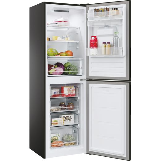 Hoover H-FRIDGE 300 Fridge Freezer - Matte Black - Right perspective door open shot