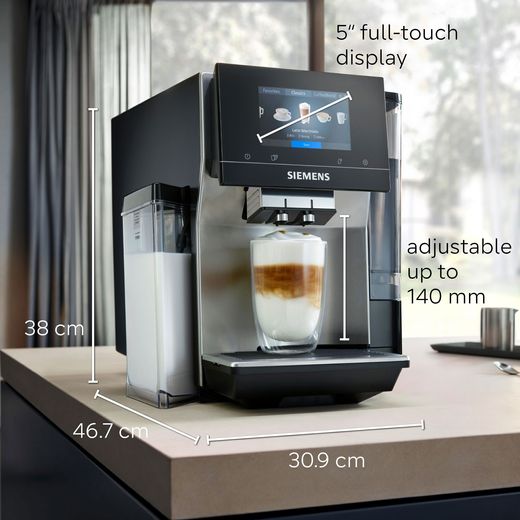 Siemens TQ717GB3 Coffee Machines Stainless Steel - Annotation - Dimension shot