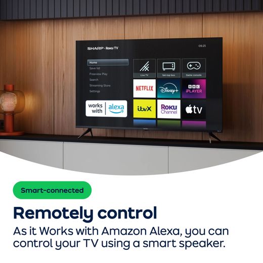 Sharp HD2225K 32" HD Smart Roku TV - AO Annotation - Amazon-Alexa-Feature