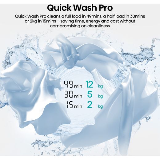 Hisense KitchenFit 5i Series WD5I1245BBRH Wifi Connected / 8Kg Washer Dryer with 1400 rpm - Black - Annotation - quick wash pro shot