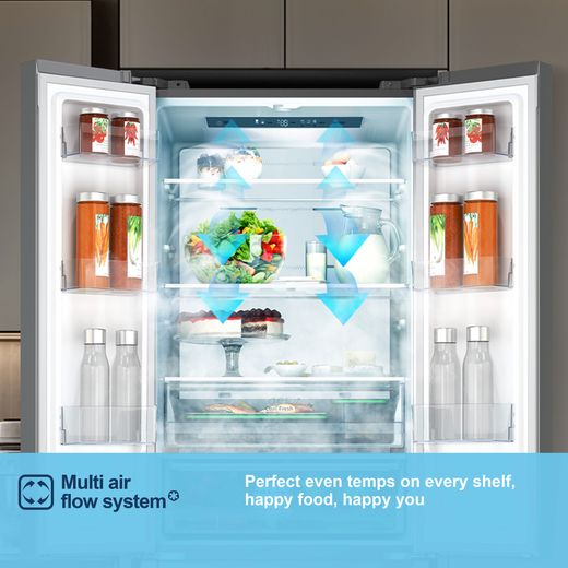 Fridgemaster American Fridge Freezer - Silver - Annotation - Multi air flow shot