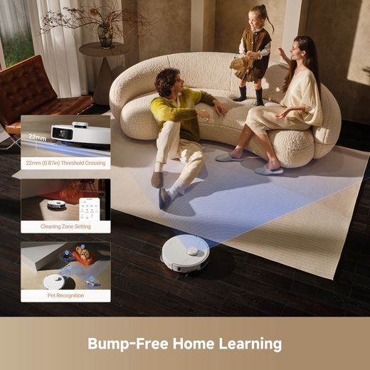 Mova P50 Pro Ultra Robotic Vacuum Cleaner - White - Annotation - Bump free shot