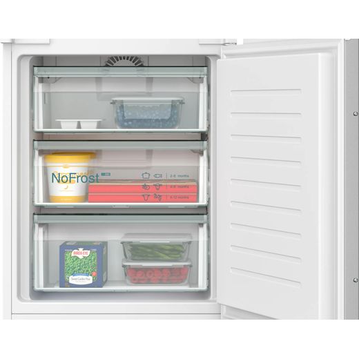 Siemens IQ-100 KI96NNSE0 194cm 70/30 Integrated Frost Free Fridge Freezer with Sliding Door Fixing Kit - White - Freezer door open