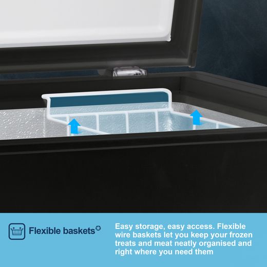 Fridgemaster Chest Freezer - Black - Annotation - Flexible basket shot