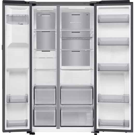 Samsung Series 9 AI Home American Fridge Freezer - Silver - Doors open