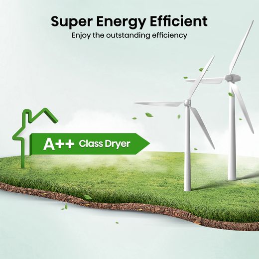 Hisense DH1Q802BW2 8Kg Heat Pump Tumble Dryer - White - Annotation - Super energy efficient shot