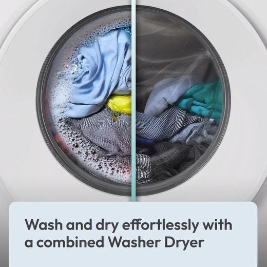 Candy Smart CBD 485D14-80 Integrated 8Kg / 5Kg Washer Dryer with 1400 rpm - White - Annotation - Wash and dry shot
