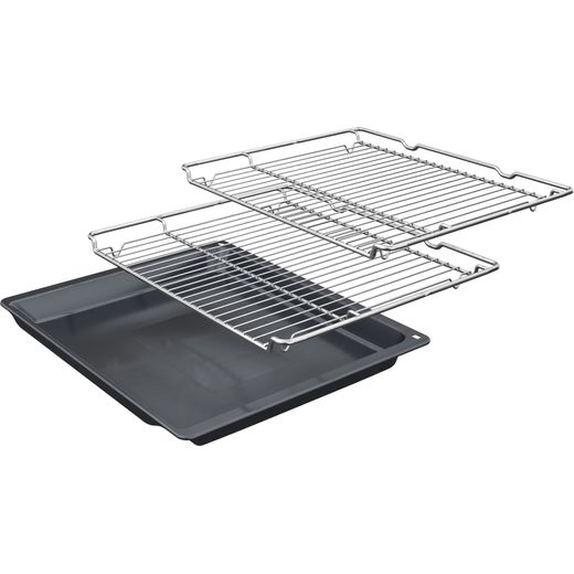 NEFF N70 Slide & Hide® Built In Electric Single Oven - Graphite - Left tray perspective shot