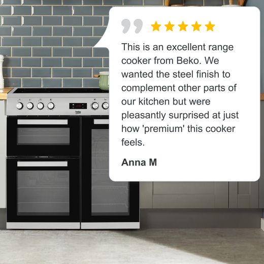 Beko KDVC90X 90cm Electric Range Cooker with Ceramic Hob - Stainless Steel