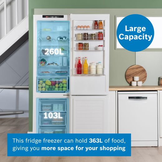 Bosch Series 4 70/30 Frost Free Fridge Freezer - White  - Annotation - Large capacity shot