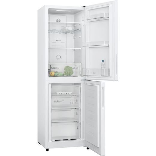 Bosch Series 2 50/50 Frost Free Fridge Freezer - White - Right perspective with door open shot
