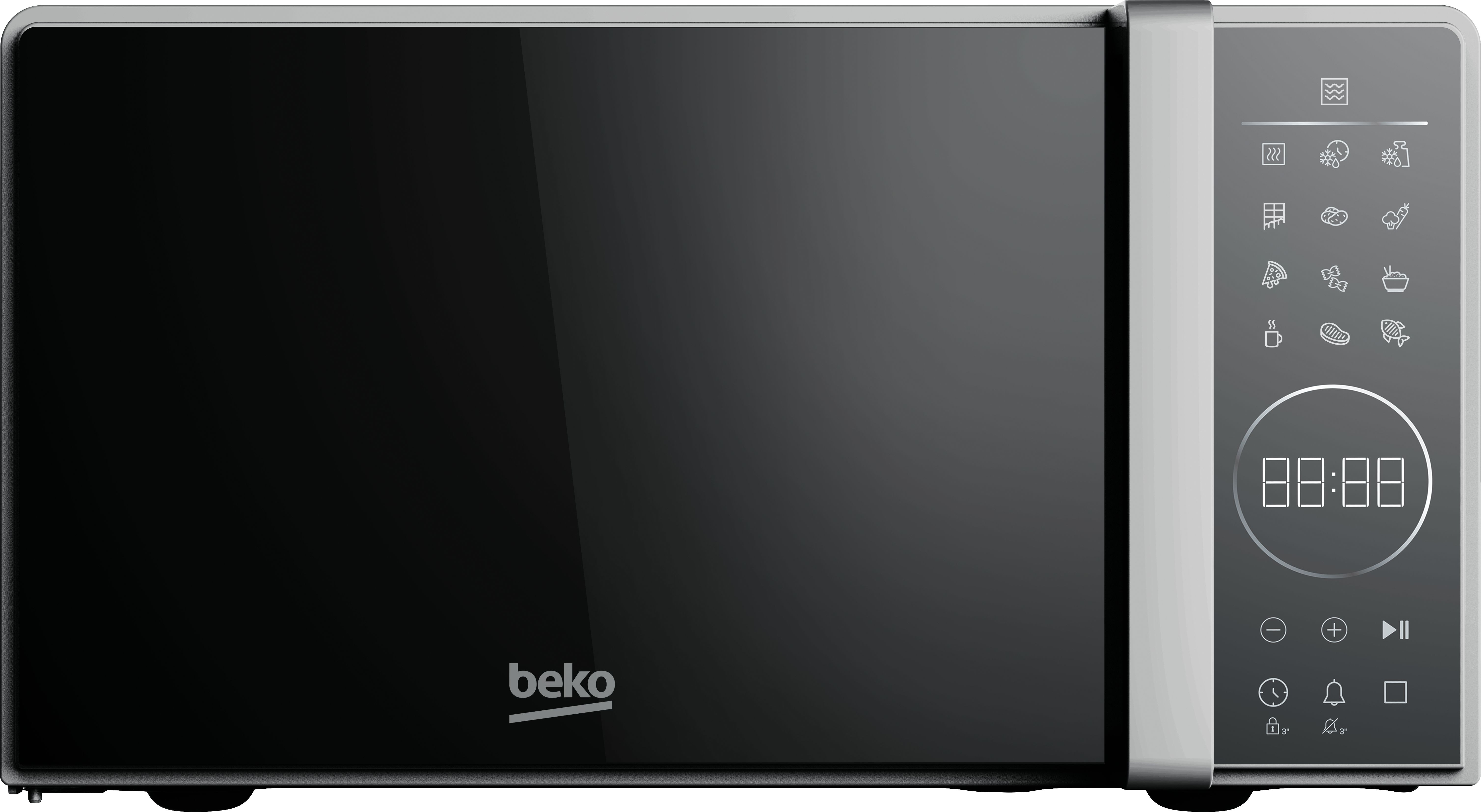 Beko MOC20130SFB 24cm tall, 45cm wide, Freestanding Compact Microwave - Silver, Silver