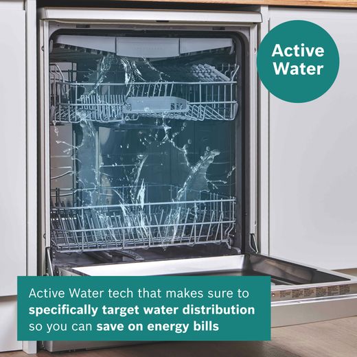 Bosch Series 6 Integrated Standard Dishwasher - Silver - annotation - active water