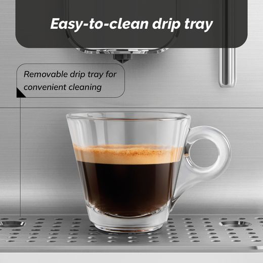 Smeg 50's Style BCC12WHMUK Bean to Cup Coffee Machine - Matte White - annotation - easy clean