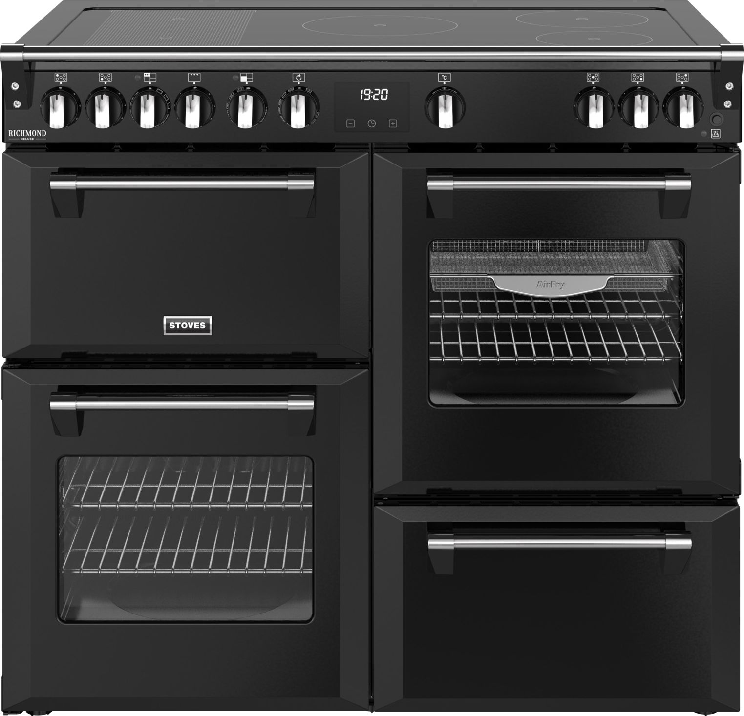 Stoves Black Electric Range Cooker - 100cm - Induction Hob - 4 Ovens
